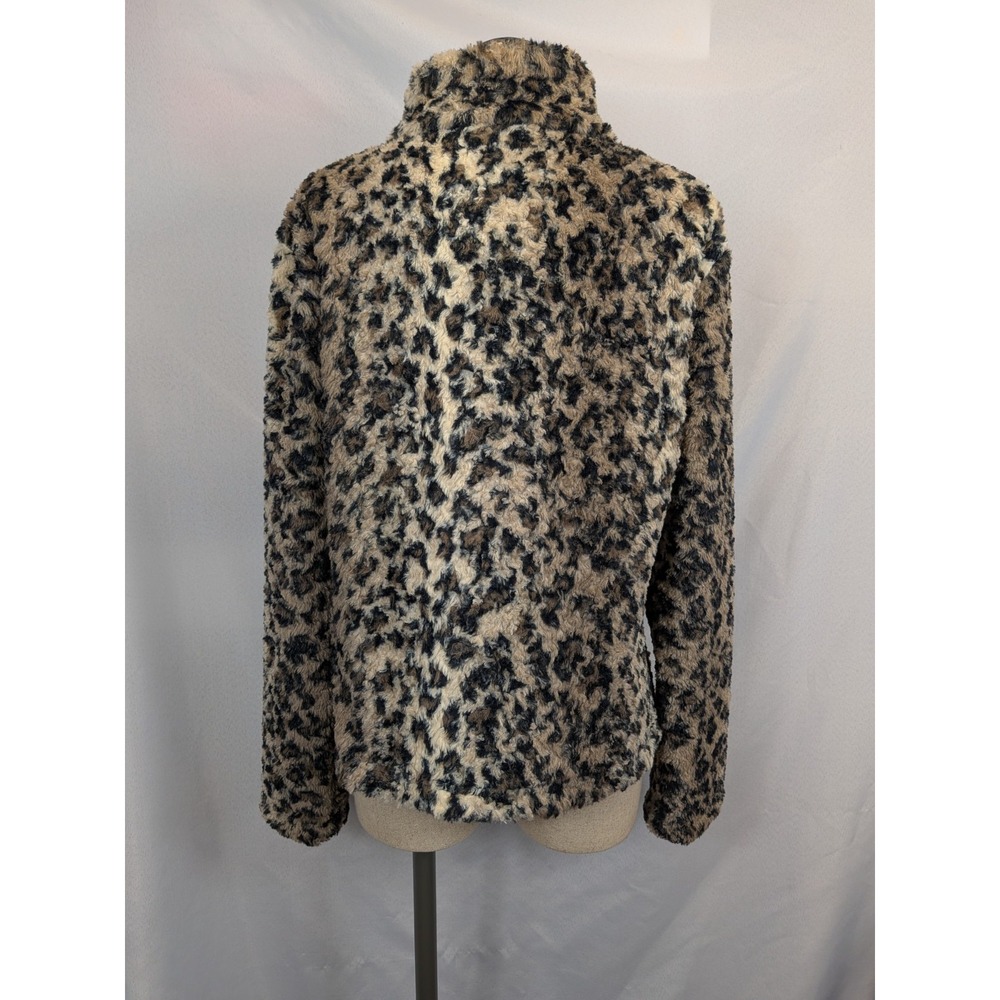 Dylan by True Grit Jacket Large Faux Fur Leopard Print Coat Soft Fuzzy L - Picture 4 of 11